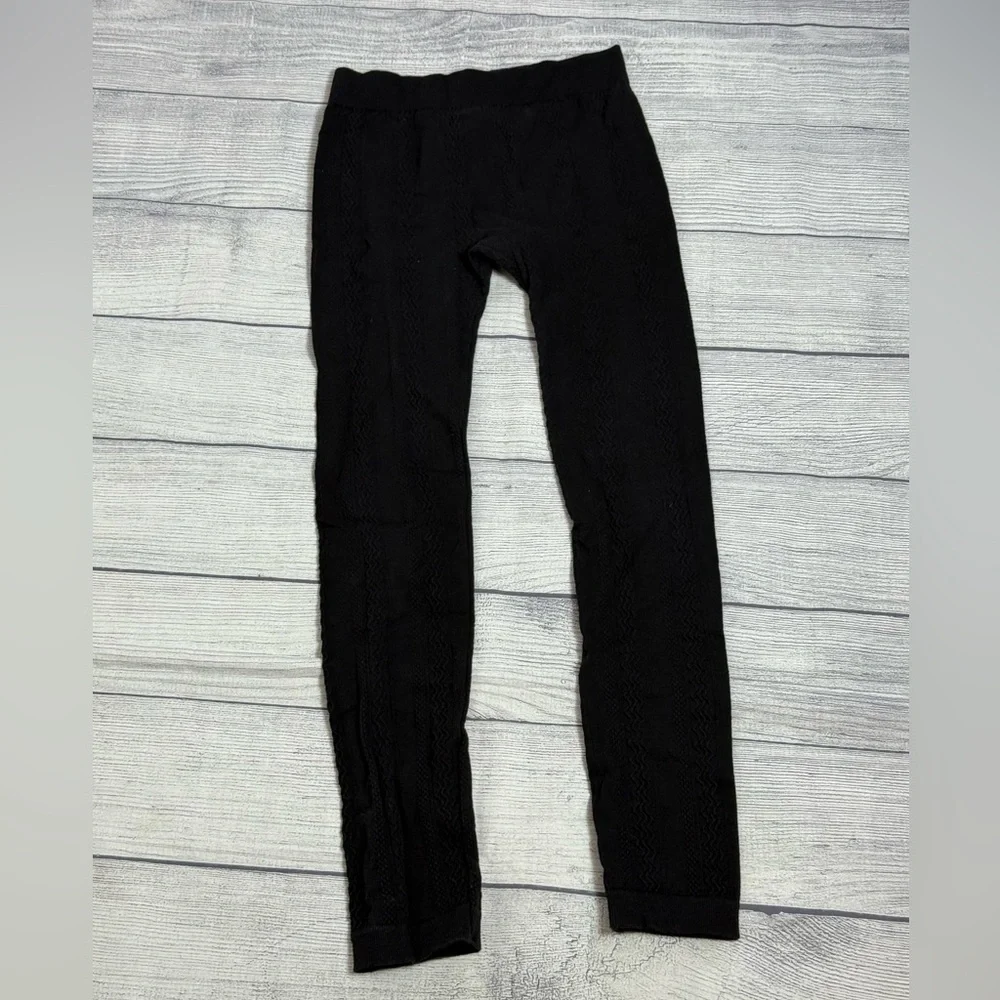Faded Glory Thick Black Knit Leggings Size L/G (12-16)